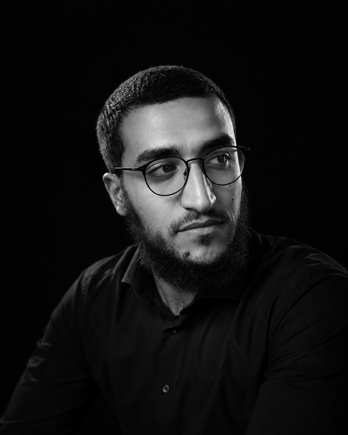 Black and white portrait of Abdulrahman M. Yaqyn